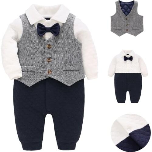 Kids Boys Gentlemen Style Romper +Vest