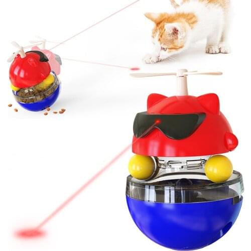 Interactive Laser pointer Leakage Bowl Pet Cat Fun Food Ball Feeder Cat Feeding Toys Pets Tumbler Pet Training Exercise Fun Bowl