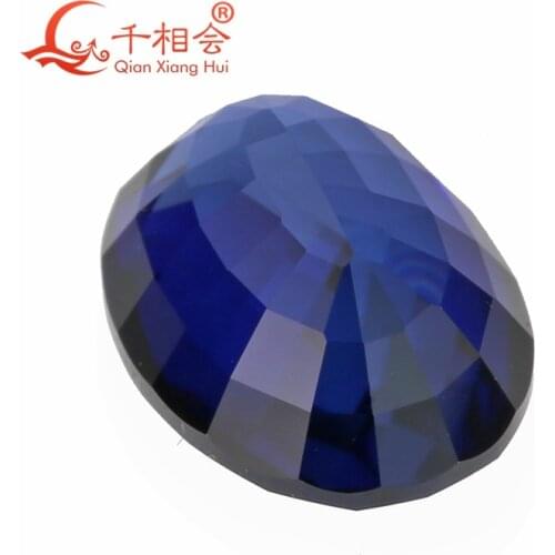12*14mm Thailand cut 34# blue oval shape synthetic Sapp hire corundum gem stone for jewelry making