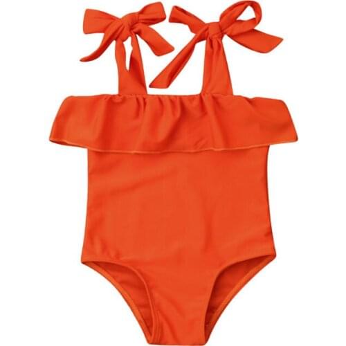 2019 Toddler Baby Girl Swimwear Kid Swimming Suit Children Swimsuit Solid Bathing Suit Bodysuit Beachwear