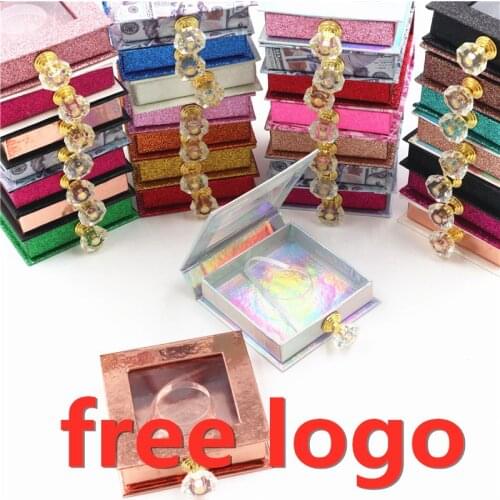 Square lash box alse Eyelash packaging box fake 3d mink lashes boxes faux cils strip diamond case Lash box with crystal handle