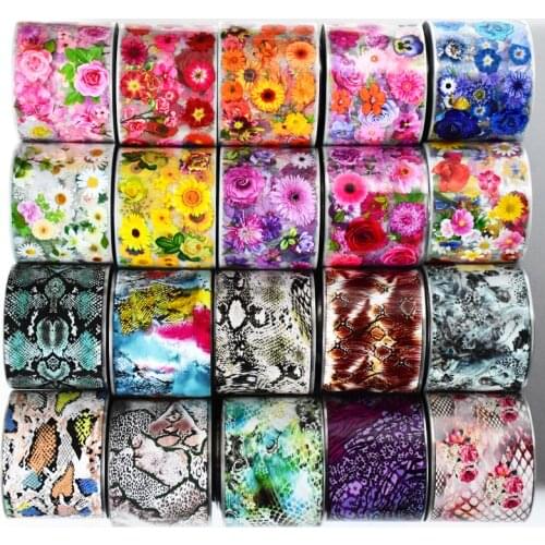 10rolls 4cm*50M Laser Fish Scales Nail Foil Holographic Daisy Flower Transfer Sticker Xmas Decal Starry Paper Decoration