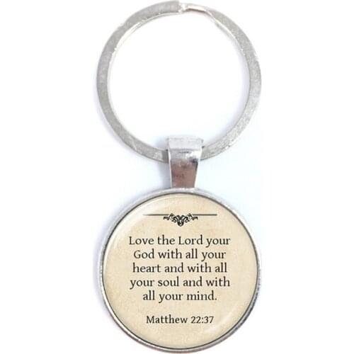 "Love The Lord Your God Withall Your Heart Luke" Glass Dome Keychains For Motivating People Famous Aphorism Teachers Day Gift