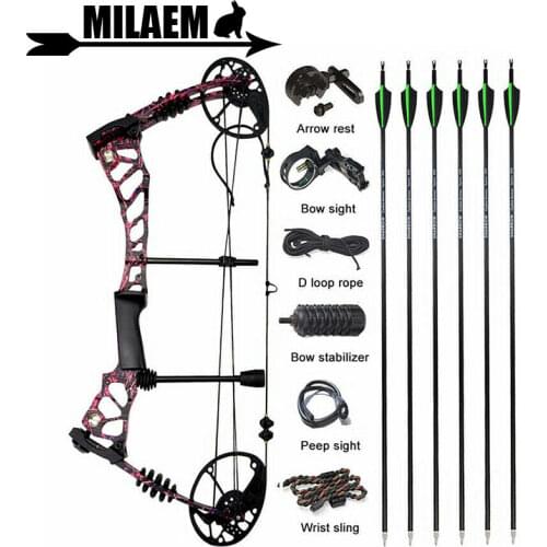 Archery Compound Bow Arrow Set 40-60lbs Adjustable Target Shoot Carbon Arrows Hunting Shooting Outdoor Target Accessories