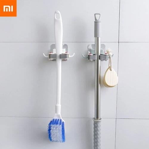 New xiaomi mijia Wall Mounted Mop Organizer Holder Brush Broom Hanger Home Storage Rack Bathroom Suction Hanging HouseholdTools