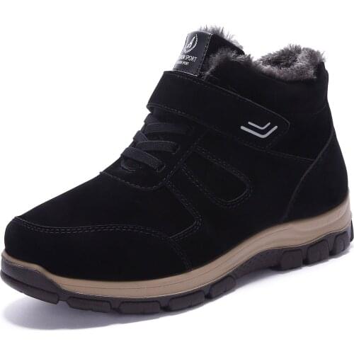 New Men Boots Anti-Skidding Leather Shoes Men Popular Comfy Autumn and Winter Men Shoes Short Plush Snow Boots Durable Outsole