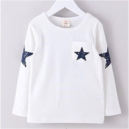New Spring Baby Children Long-Sleeved T Shirts Hot Sale Girls Costume Kids Boys Clothes Cartoon Star Pattern Child T-shirt