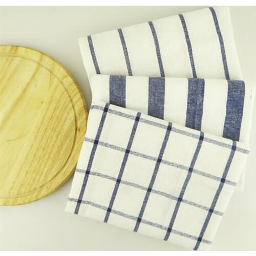 New High-quality Brief Pastroal Table Napkins Tea Towels Blue Striped Cotton Plaid Mats Placemats Kitchen Background Tablecloth