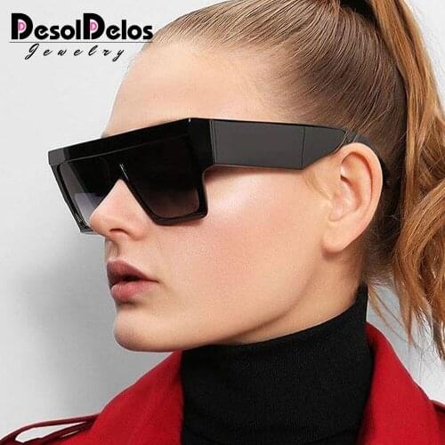 Flat Top Oversized Square Vintage Sunglasses For Men Brand Designer Wide Leg Women Glasses UV400 Lunette De Soleil Red Black