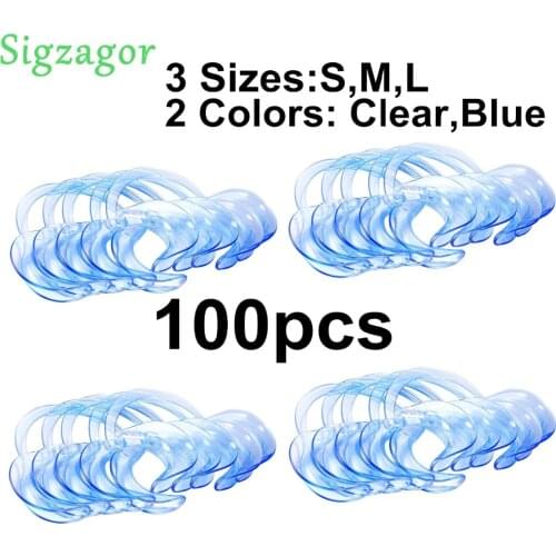 [Sigzagor]100pcs Mouthpieces Dental Cheek Retractor Watch Fun Game C Adult Kids Teeth Whitening Opener S M L Blue Clear