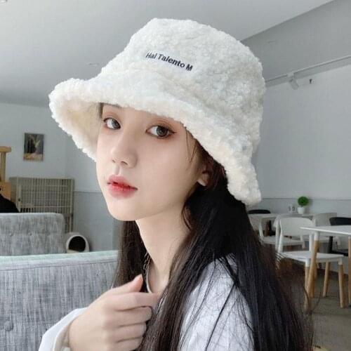 Autumn Lamb Faux Fur Bucket Hat Winter Warm Teddy Velvet Hats for Women Lady Thicken Bob Panama Outdoor Fisherman Hat Caps