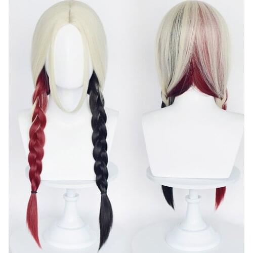 Suicide Joker Girl Cosplay Wig Black Red Braided Hair Wig Woman Girl Wig Halloween Party Props