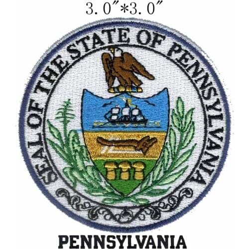 Pennsylvania State Seal 3" wide embroidery patch for crest/mountains/leaves