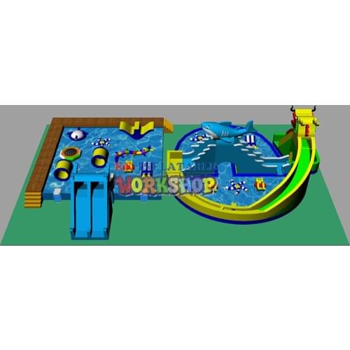 Customized Of Large Land Water Paradise Portable Mobile Water Slide Pool Project For Sale