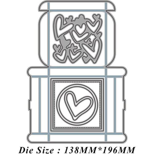 Heart Gift Box Combination Metal Cutting Dies Scrapbook Paper Craft Knife Mould Stencils 2021 New Making Die Cuts