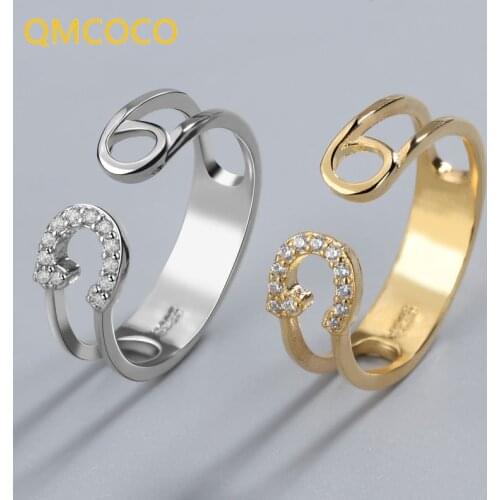 QMCOCO 2021 New Oval Zircon Open Adjustable Ring 925 Sterling Silver Rings For Women Fashion Trend Jewelry Party Accessories