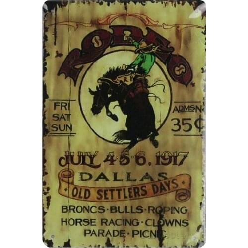 Rodeo Dallas year colonist day Logo Metal Tin room buy Metal Logo wall decor outdoor decor