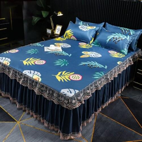2/3 Pcs Luxury Bedroom Decoration Bed Skirt Cool Mattress Cover for King Queen Size Bed Bedspreads on The Bed Home Textiles