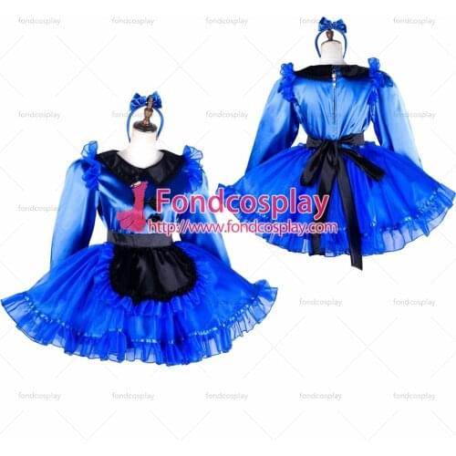 Sissy maid satin dress lockable Uniform cosplay costume Tailor-made[G2035]
