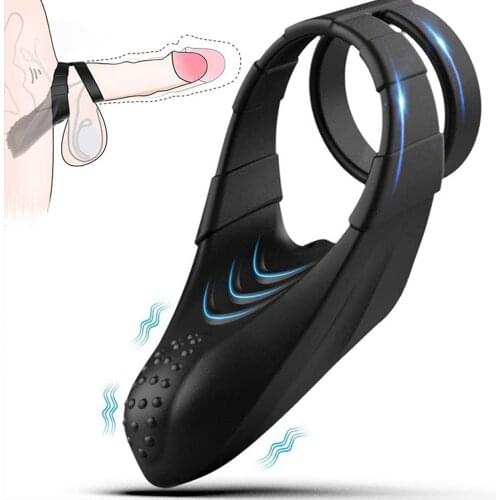 Vibrator Penis Ring Prostate Massage Vibrating Cock Ring Male Masturbator Delay Ejaculation Adult Sex Toys for Men Sex Products