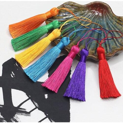 10Pcs 8cm Short Fat Anti-wrinkle Ice Silk Tassel DIY Crafts Tassels Jewelry Key Chain Cell Phone Bag Fringe Trim Tassels Pendant