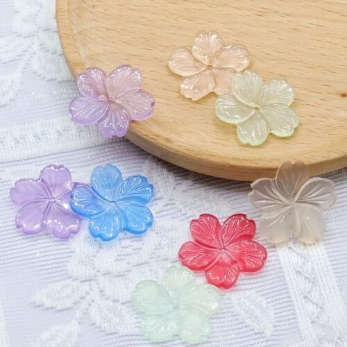 Pretty 24mm 10pcs Epoxy resin Translucent Flowers 1 hole Flatback Handicrafts Rhinestones for needlework
