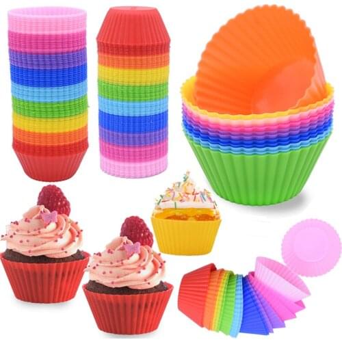 12pcs Colorful Silicone Cupcake Cup Muffin Cake Baking Mold For DIY Wedding Birthday Home Party Cake Decor Tool Kitchen Bakeware