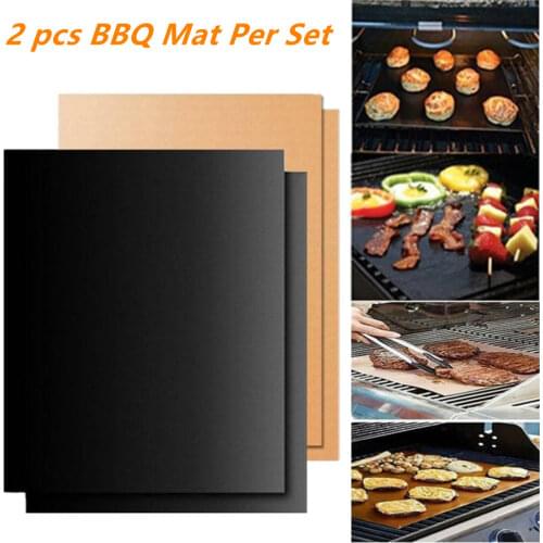 2PCS 0.25mm Thickness BBQ Grill Mat Barbecue Outdoor Baking Non-stick Pad Reusable BBQ Tools bbq accessories
