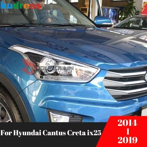 For Hyundai Cantus Creta ix25 2014-2017 2018 2019 ABS Chrome Headlight Lamp Shade Light Cover Auto Lamp Hoods Car Accessories