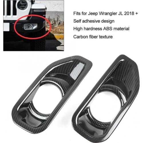 2pcs Carbon Fiber Texture Front Bumper Fog Light Protective Trim Fits for Jeep Wrangler JL 2018 car accessories