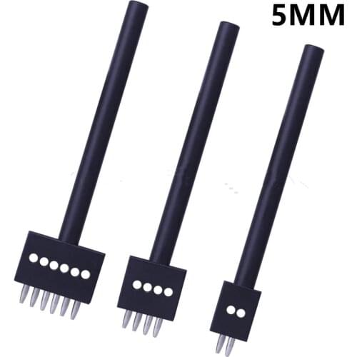 3Pcs/set 5mm Pitch 2 4 6 Prong Leather Punching Hole Tool Row Punch Leathercraft Spacing Hole Craft Round Row Hole Punch
