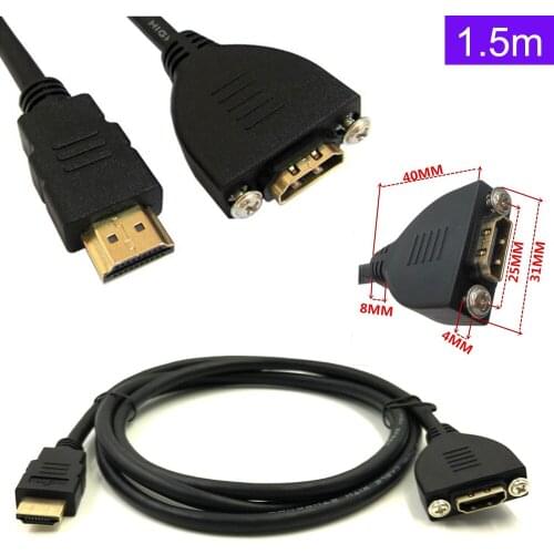 4k2k 60hz HDMI male to female high-definition cable HDMI extension cable with screw holes to fix the panel cable
