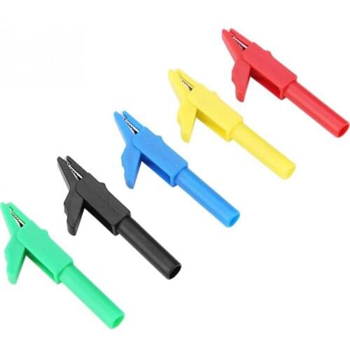 5Pc Alligator Clips Fully Insulated Plug-in Banana Clip 15A/300V for 4mm Banana Plug Electrical Clamp Test Probe Meter Connector