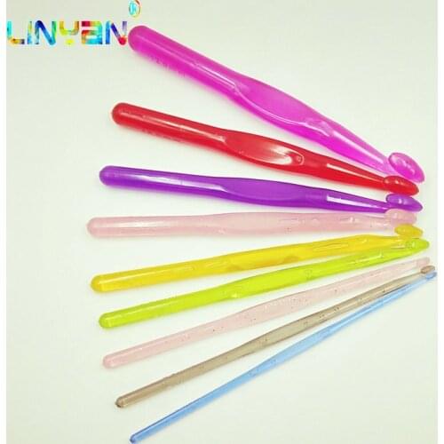 9 pieces Crochet hook [3.0MM-12.0MM] Knitting needles PVC pins candy Colorful Plastic kit Weaving toolssweater needle new t4