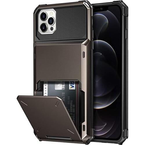 PC+TPU Business Armor Slide Phone Back Wallet Card Slots Case for iPhone 12 Mini 12 11 Pro Max 7 8 Plus X XS Max SE 2020 Cover