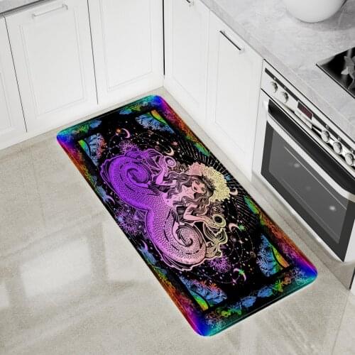 Two Tailed Mermaid Floor Mat Anti Slip Living Room Bedroom Area Rugs Large Bathroom Decoration Print Carpet