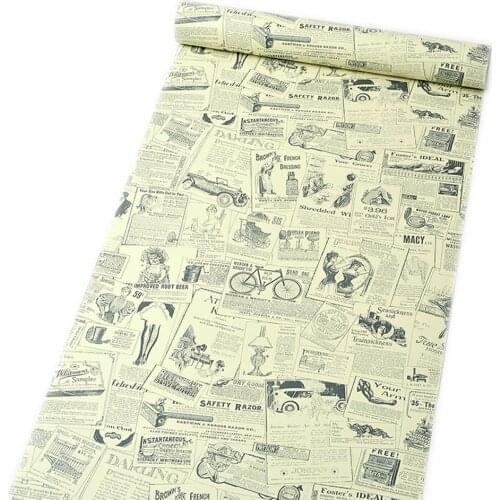 GLOW4U Self Adhesive Vinyl Vintage Newspaper Wallpaper Cabinets Dresser Drawer Shelf Liner Contact Paper Wall Furniture Sticker