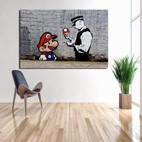 Artist Mario Mushroom Art Canvas Posters And Prints Canvas Painting Decorative Pictures For Office Living Room Home Decoration