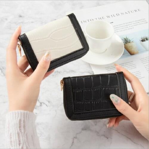Womens Wallet Contrast Color Stone Pattern Zipper Casual Ladies Card Holder Wallet Female Mini Clutch For Girl Кошелек Женский