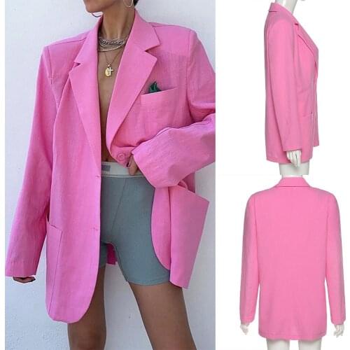 Summer Latest Women Suits High Quality Notched Lapel Linen Blazer Two Buttons Cool Daily Casual Young Girl 1 Piece Jacket