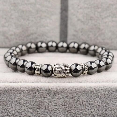 Meditation Ethnic Black Hematite Silver Color Buddha Men Bracelets&Bangles Prayer Bracelets For Women