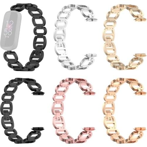 Metal Stainless Steel Watchband Suitable For Fitbit Luxe Bracelet Metal Strap Replacement Folding Bracelet