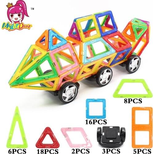 MylitDear 58Pcs Big Size Magnetic Building Blocks Model Toys 3D Educational DIY Magnetic Designer Bricks Toys For Children