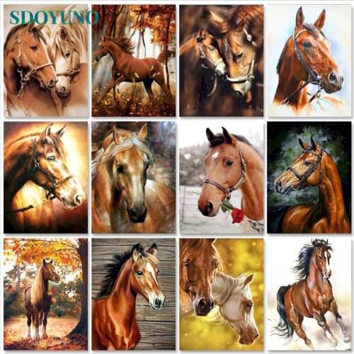 SDOYUNO 40x50cm Paint By Numbers Horse Oil Painting By Numbers On Canvas Animals Frameless DIY Home Decor living Room Wall Art