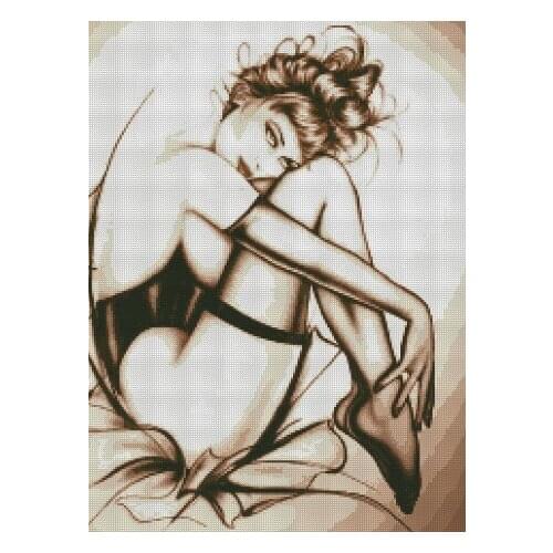 Fashionable Beautiful Gorgeous Lady Woman Girl Lovely Embroidery Needlework 14CT Unprinted Cross Stitch Kits DIY Handmade Decor