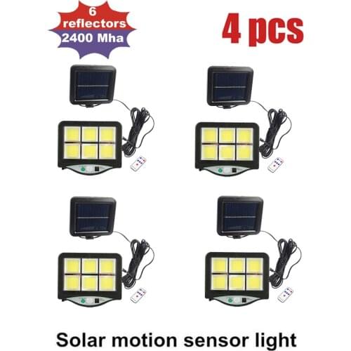 4pcs seperable 120ED Solar Motion Sensor Wall Light Outdoor Street solar Lamp Remote Control Waterproof Garden Street Lamp Adjus