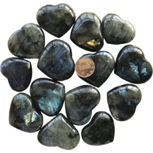 Dropshipping Natural Labradorite Heart Crystal Rough Polished Stone Healing Decoration Natural Stones and Crystals 1 Piece