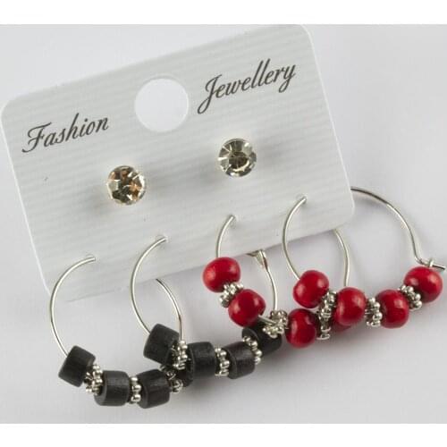 4'lü Gemstone Beads Ring Earrings