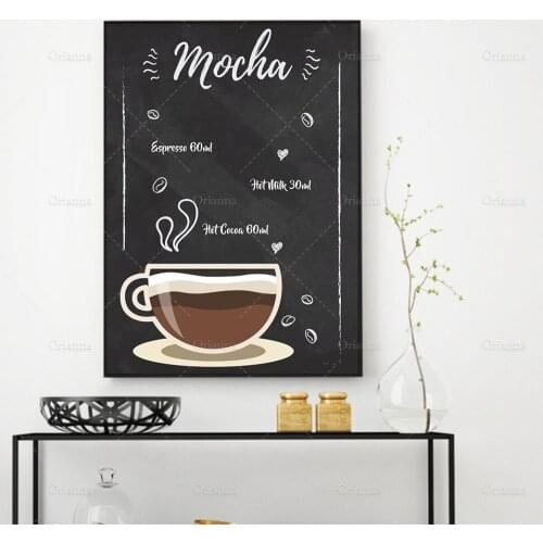Nordic Mocha Coffee Canvas Painting Poster Wall Art Print Modular Picture Bedroom Living Room Scandinavian Home Decor Framework
