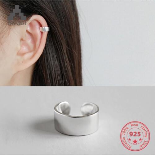 BITWBI 1pcs Unique 100% 925 Silver Clip Earrings Fashion Simple Ear Cuff Clip Earring without Piercing for Women Jewelry Gift